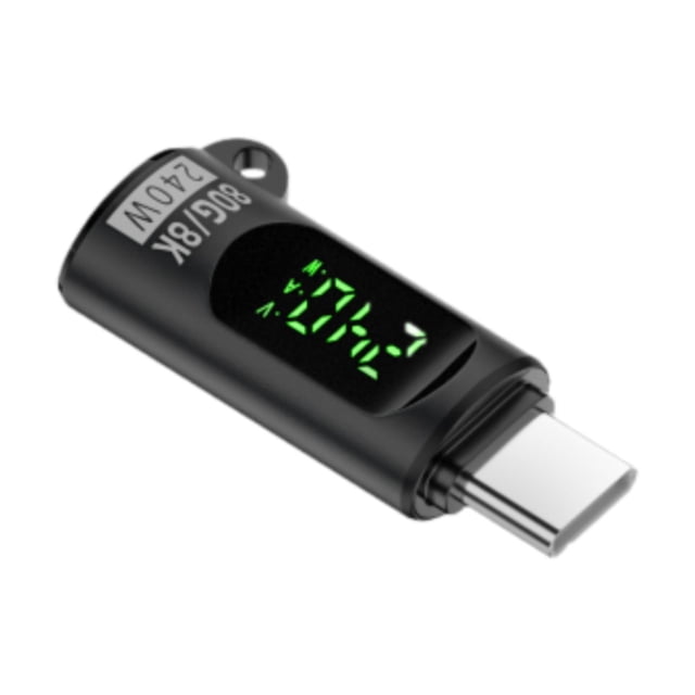 Conector de enchufe de adaptador digital tipo-C con pantalla LED digital convertidor de enchufe de adaptador de salida de alta velocidad resistente Negro