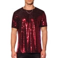 thumbnail image 1 of CAMISETAS PARA HOMBRES INSPIRE CHIC con Lentejuelas de Manga Corta para Fiesta Nocturna XL Rojo, 1 of 6