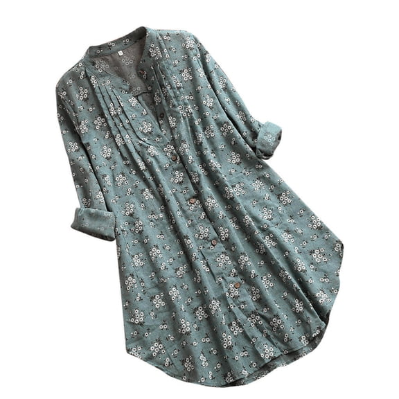 Womens Short Sleeve Tops Print Floral Long Pleated Sleeve Casual Blouse Summer Tops Short for Women