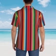 thumbnail image 4 of Fuzoiu Mexican Serape Blanket Stripes Print Hawaiian Shirt for Men, Summer Beach Casual Short Sleeve Button Down Shirts, Men’s Beach Summer Shirts with Pocket,3X-Large, 4 of 7