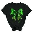 thumbnail image 4 of ShiShine Womens St Patricks Day T Shirt Bow Detail Short Sleeve Crewneck Top with Graphic Print, 4 of 5
