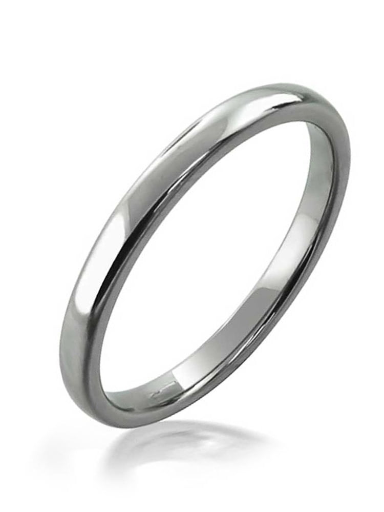 Simple Minimalist Thin Stackable Dome Couples Titanium Wedding Band Polished 14K Gold Plated Ring for Men for Women 2MM