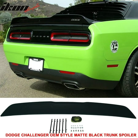 - Fits 15-18 Dodge Challenger Rear ABS Trunk Spoiler Primered Matte Black Finish