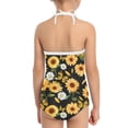 thumbnail image 3 of SEANATIVE Lace Up One Piece Swimsuit Tummy Control Leisure Girls Swimwear Bikini Size 7-8 T Aesthetic Butterfly Sunflower Beach Bathing Suit, 3 of 5