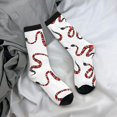 thumbnail image 5 of KLL Red Snake Print Cool Socks Men's Women's Crew Socks Funny Crazy Novelty Stockings, 5 of 6