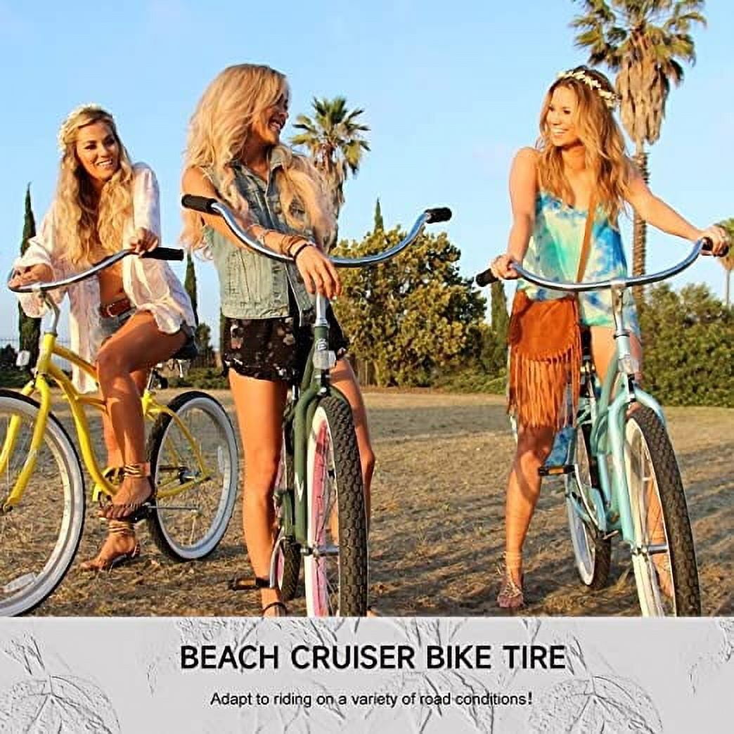 MOHEGIA 2 Pack Bike Tires 24"x 2.125" Black Side Wall Folding Cruiser Bicycle Replacement Tire