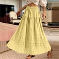 thumbnail image 5 of Women's Boho Eyelet Embroidery Maxi Skirt, Casual Summer Long Skirt with Pockets, High Waisted Tiered Swing A-Line Beach Skirt, 5 of 5