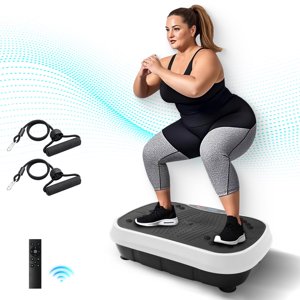 Also go Vibration Plate Workout Machine Vibrating Board 220LBS Weight Capacity Vibration Fitness Platform with Resistance Bands Remote Control Silver-White