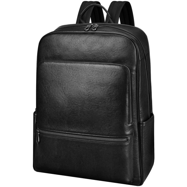 Mochila Colins Keirs de piel negra para hombre, 46 cm, con portátil Comp