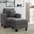 thumbnail image 3 of Georgia Small Gray Polyester Fabric Upholstered Modern Square Ottoman, 3 of 4