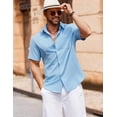 thumbnail image 3 of COOFANDY Men's Linen Texture Shirt Short Sleeve Untucked Casual Summer Vacation Shirts, 3 of 10