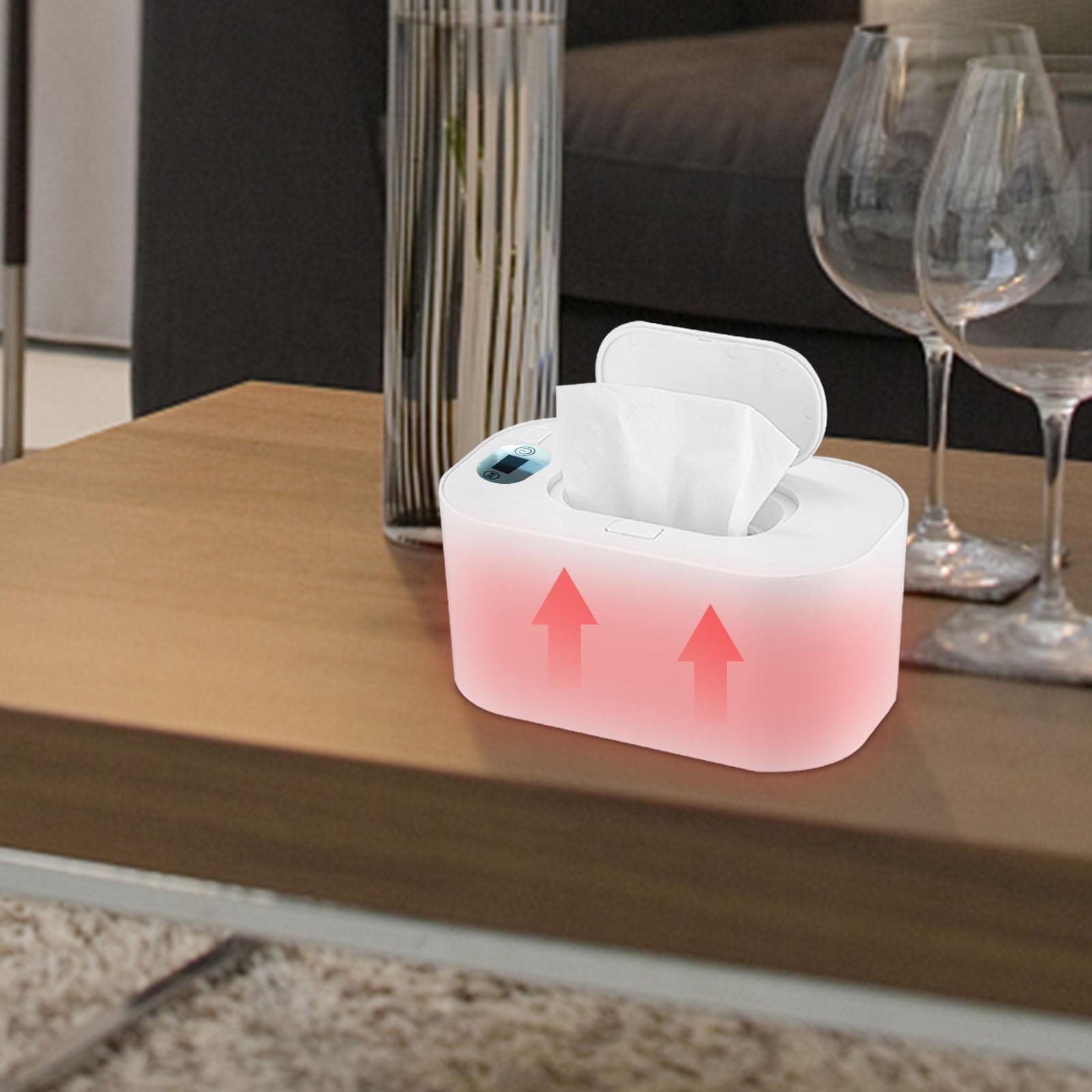HengDidi USB-Powered Adjustable Warm Wipes Dispenser Box LCD Temperature Control from 104℉ to 140℉