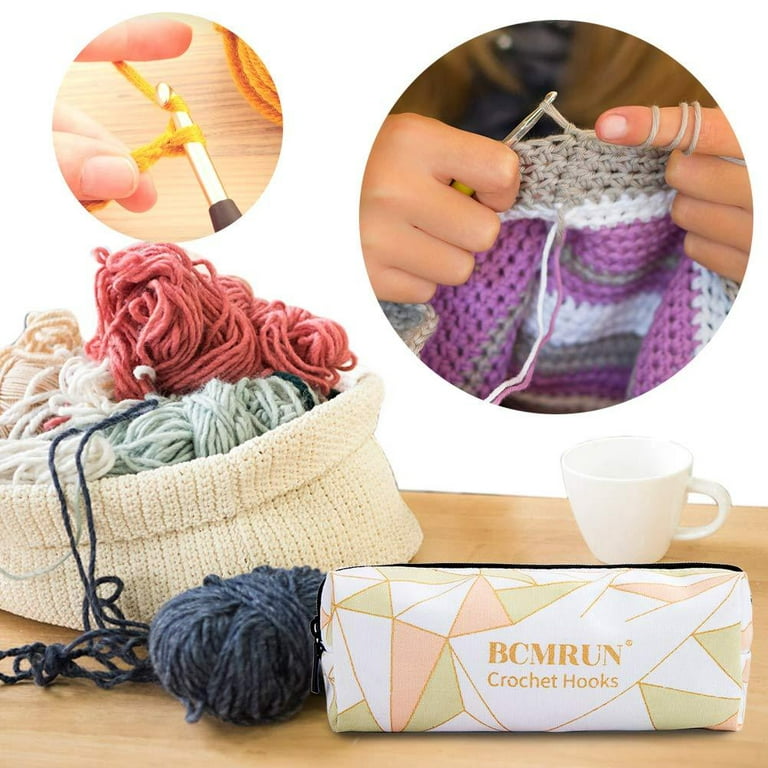 Large Crochet Hooks, BCMRUN Size 6.5mm(K)-10.0mm(P) Crochet Hooks Knitting  Needles Set Ergonomic Grip Soft Handles Crochet Hook,Large-Eye Blunt