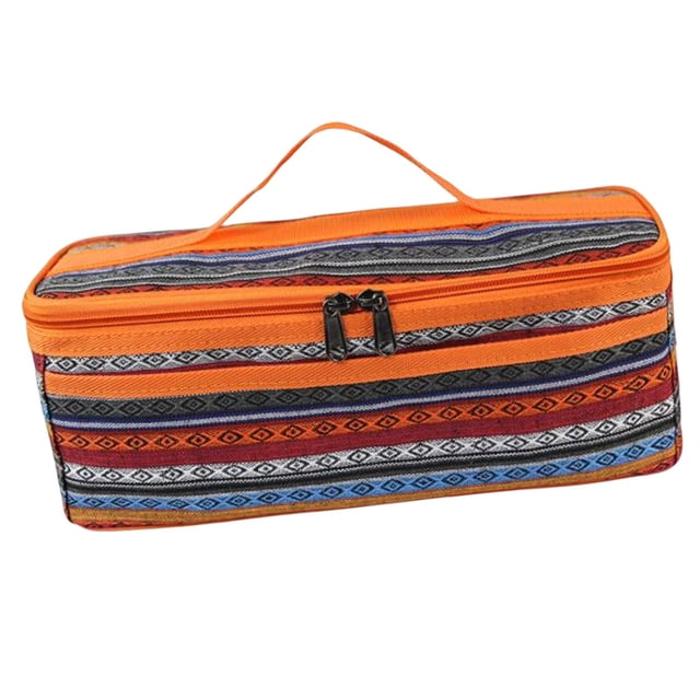Bolsa de almacenamiento de vajilla con múltiples bolsillos, organizador para acampar, estuche para picnic, utensilios para barbacoa Algodón Naranja