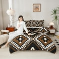 thumbnail image 4 of jejeloiu Vintage Aztec Rhombus Bedding Comforter Set,Brown Black White Twin Comforter Sets,Boho Tribal Geometric Bedding Set For Kids,Luxury Bedroom Decor Reversible,2 Pieces, 4 of 8