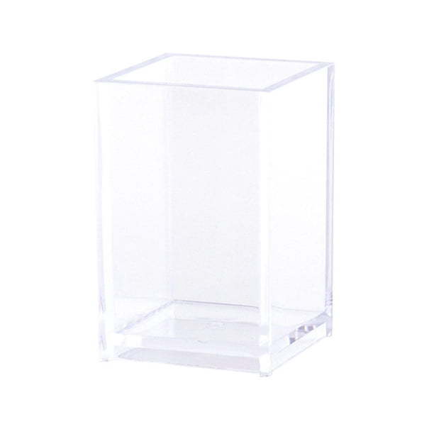 1 unidad de organizador de escritorio cuadrado transparente para bolígrafos y brochas de maquillaje