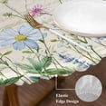 thumbnail image 3 of Vintage Flower Round Tablecloth, Fitted Table Cover with Elastic for 36"-44" Round Tables, Botanical Wildflower Plant Country Daisy Table Cloth Outdoor Indoor Dinning Party Waterproof Tablecloths, 3 of 7