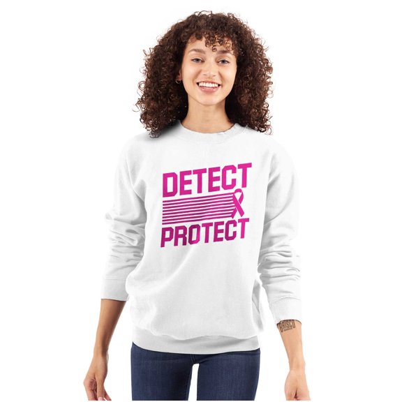 Breast Cancer Detect & Protect Women Crewneck Sweatshirt Brisco Brands S
