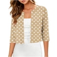 thumbnail image 3 of DYTTDG Women's Polka Dot Cropped Cardigan | 3/4 Sleeve Open Front Round Neck Shrug for Summer, Lightweight Cover Up, 3 of 8