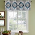 thumbnail image 3 of Blue Boho Floral Curtain Valances for Windows, Kitchen Valance Window Treatments Panel 2 Pack, Vintage National Floral Textured Rod Pocket Short Curtains for Bathroom Bedroom 42 x 18 Inch, 3 of 8