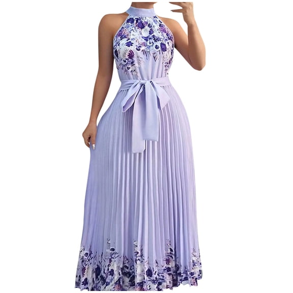 Sexlip Womens Fairy Maxi Dress Embroidery Design Lightweight Fabric Relaxed Silhouette for Vacation Wear Purple S