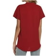 thumbnail image 4 of JGGSPWM Women's Business Casual Summer V-Neck Ruffle Short Sleeve Tunic Blouses Tops Red M, 4 of 5
