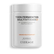 Codeage Daily Teen Multivitamin, 25+ Organic Whole Foods, Probiotics & Enzymes for Teenagers, Vegan, 60 ct