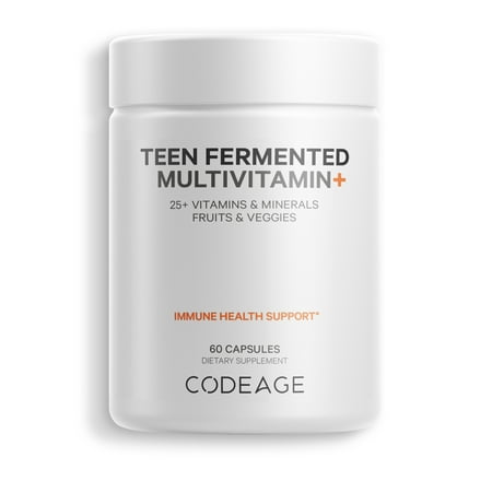 Codeage Daily Teen Multivitamin, 25+ Organic Whole Foods, Probiotics & Enzymes for Teenagers, Vegan, 60 ct