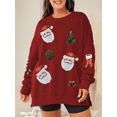 thumbnail image 4 of Rdhnmea Women’s Christmas Sweatshirts Sequin Santa Graphic Long Sleeve Crew Neck Pullovers Oversized Tops Xmas Outfits, 4 of 7