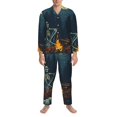 thumbnail image 3 of Balery Moonlit Skeleton Campfire Pijama para Hombre de Dos Piezas con Manga Larga, Conjunto de Dormir y Descanso Suave con Bolsillos-Medium, 3 of 7