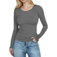 thumbnail image 2 of Adeawade Womens Tops Long Sleeve Solid Color T Shirts Crewneck Classic Tee Clothing L Grey, 2 of 6