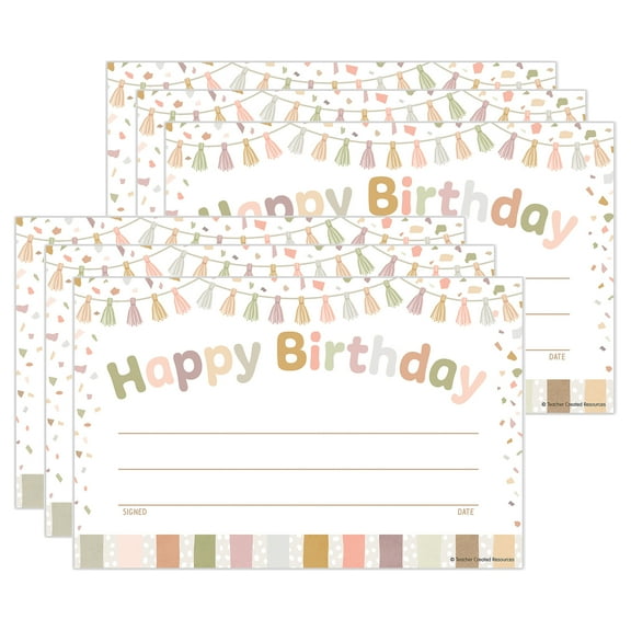 Teacher Created Resources Terrazzo Tones Happy Birthday Awards, 30 Per Pack, 6 Packs