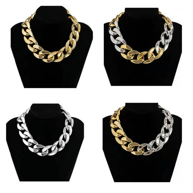 Conjunto de 4 collares de cadena grande acrílicos exagerados para mujer, gargantilla gruesa retorcida de Hip Hop, joyería gótica