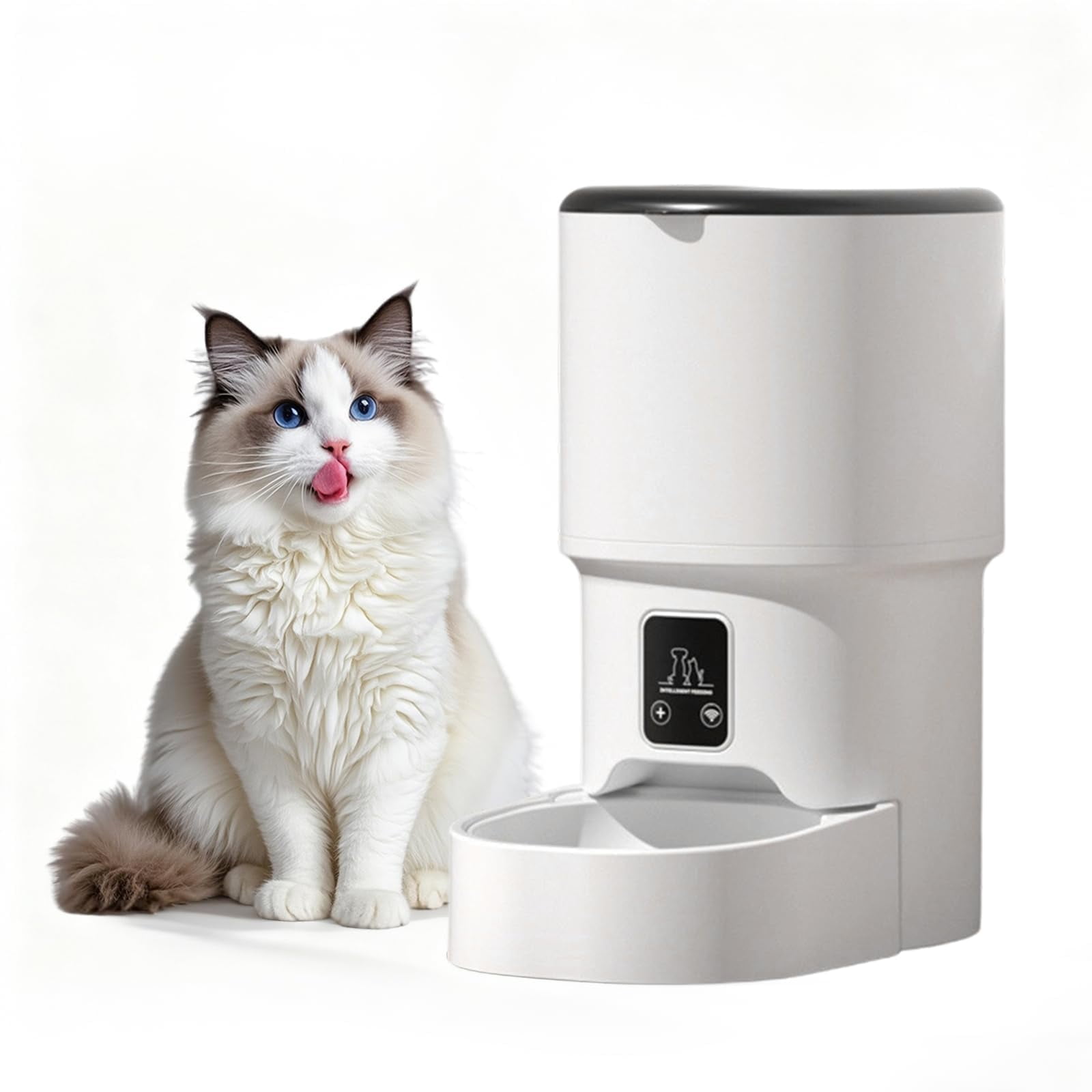 GOCAPTAIN Automatic Pet Feeder Automatic Dog Feeder – 4L Programmable Cat Feeder with Timer, Portion Control, Dual Power, Stainless Steel Bowl – Dampness-Proof for Small Dogs & Cats, White