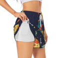 thumbnail image 3 of Lsque Space Printed Women's Running Shorts with Liner Pockets,Elastic Quick Dry Workout Athletic Gym Yoga Shorts,Womens High Waist Shorts-XX-Large, 3 of 9