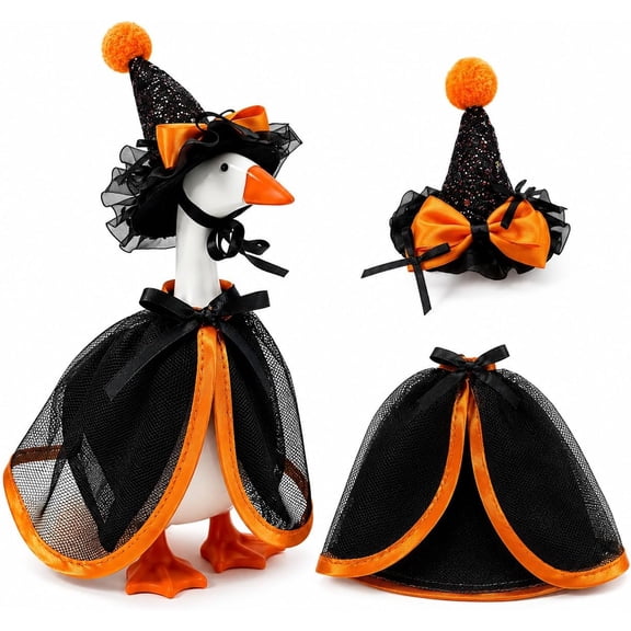 Porch Goose Outfits for 7" Goose Statue Halloween Porch Goose Clothes | Witch Outfit for 7" Porch Goose, Fall Harvest Decor for Outdoor Yard Garden Patio, Holiday Porch Goose Costumes
