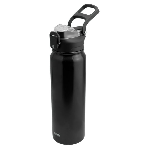 Termo de Acero Inoxidable Nuvó con Acabado Brillante Distintos Colores, Termo con Doble Tapa y Agarradera, Capacidad 1L, Color Negro