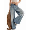 thumbnail image 3 of Jeans Wide Leg Denim Pants Vintage 'S Y2K Street Fashion Boyfriend Straight Denim Pants Blue-Black XL, 3 of 7