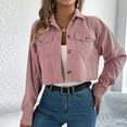 thumbnail image 6 of WMTBSRSW Women's Corduroy Cropped Jacket Fashion Button Down Shacket Jackets Casual Long Sleeve Outerwear with Flap Pockets Lightweight Fall Winter Coats, 6 of 7