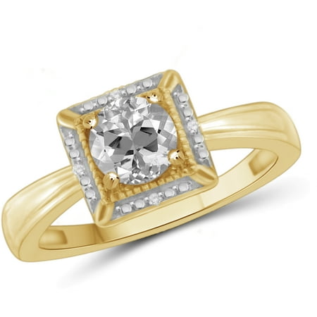 JewelersClub 1.00 Carat T.G.W. White Topaz And White Diamond Accent 14kt Gold Over Silver Ring
