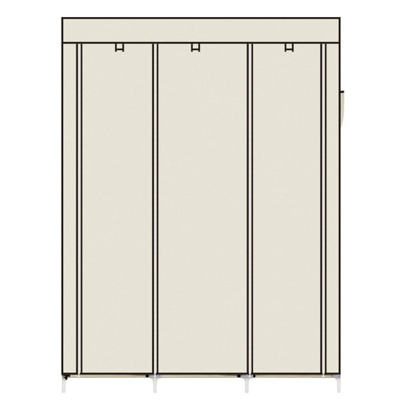 O'Force Portable Closet Storage Organizer Wardrobe Clothes Rack 10 Shelves Non Woven Fabric Cover Steel Tube Plastic Connector Zippered Dustproof Water Proof 67”