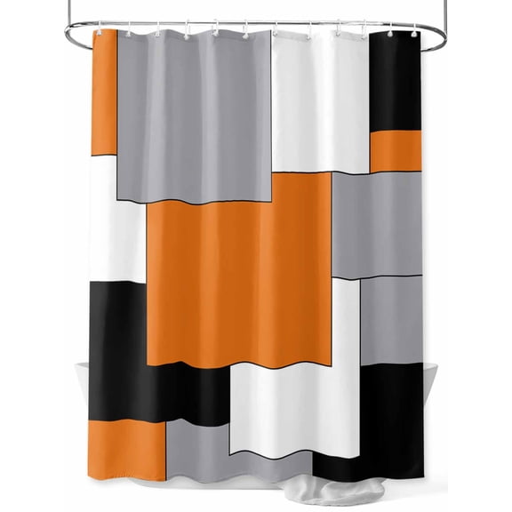 Shower Curtain Abstract Shower Curtains for Bathroom, Waterproof Polyester Shower Curtain Set with Hooks, Extra Long 72" x 84" Square Orange Black Grey