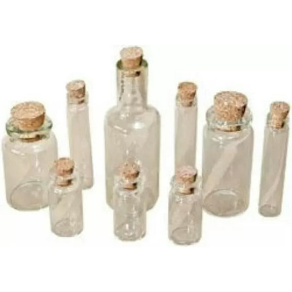 U8MO 9 Glass Vials with Corks Halloween Apothecary Vials Potion Vials Assorted Lot