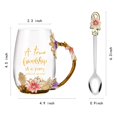 thumbnail image 2 of Taza de té de vidrio OEAGO Friendship con diseño floral y cuchara, 2 of 7