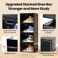 thumbnail image 3 of Cajas de zapatos apilables de plástico negro, organizador grande de almacenamiento, contenedores delanteros laterales caídos, almacenamiento de tenis, 3 of 8