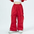 thumbnail image 2 of Caqnni Baggy Cargo Pants for Little Girls Toddler & Kids Water-Resistant Utility Parachute Pants with Pockets Cargo Jeans Baggy Jeans,13-15 Years,Red, 2 of 8