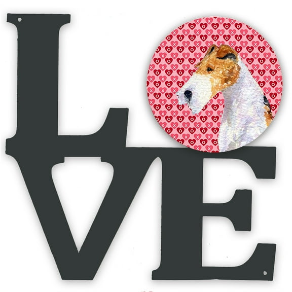 Fox Terrier Hearts Love and Valentines Day Portrait Metal Wall Artwork LOVE