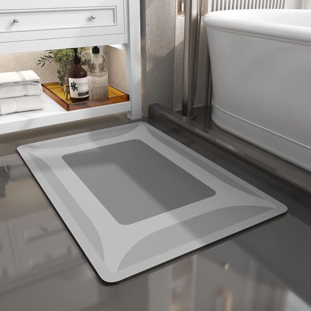 Alfombrilla de baño - Alfombrilla de baño absorbente de secado rápido con respaldo de goma, fina, se adapta debajo de la puerta, alfombrilla de baño, alfombrilla para el frente del lavabo, alfombrilla