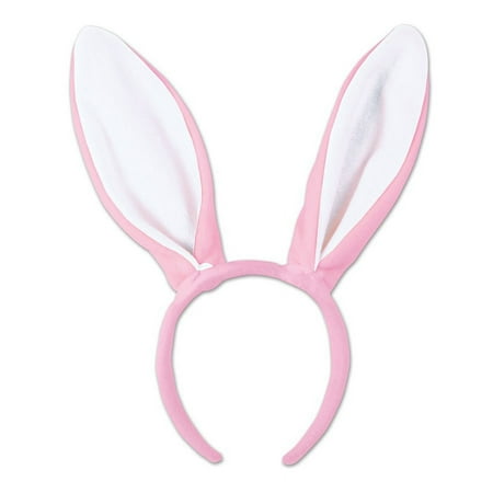 Pack of 12 Pink and White Soft-Touch Bunny Ears Headbands Easter Costume Accessories