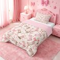 thumbnail image 2 of meiyoeat Girly Cowgirl Boot Twin Comforter Sets For Kids, Coquette Bow Print Bedding Set For Girls,Pink Reversible,2 Pieces, 2 of 7